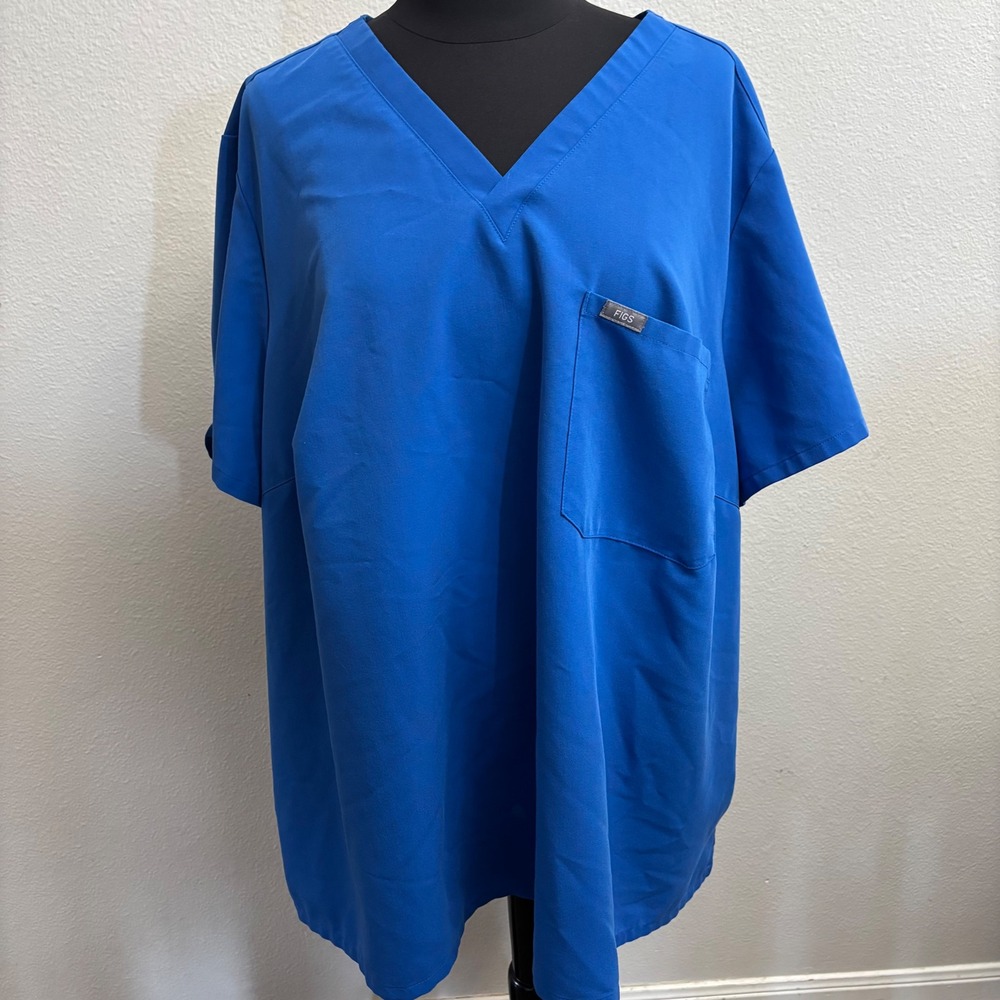 FIGS Women 5XL Royal Blue Casma Scrub Top V-Neck Short Sleeve Pocket